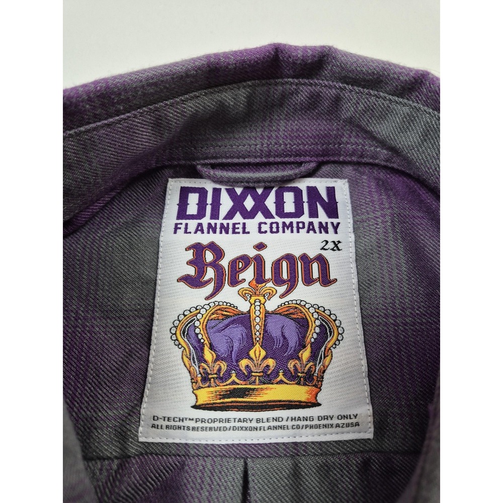 Dixxon Flannel Company Shirt Womens 2X Purple Grey Plaid Snap Reign Western - Picture 9 of 15